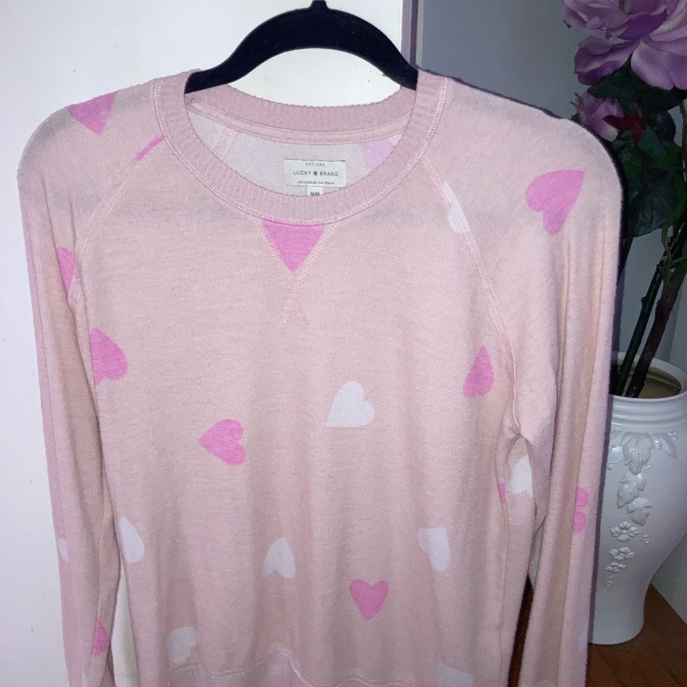 LISTING WILL BE REMOVED 5/7 Lucky Brand Pink Heart Sweater